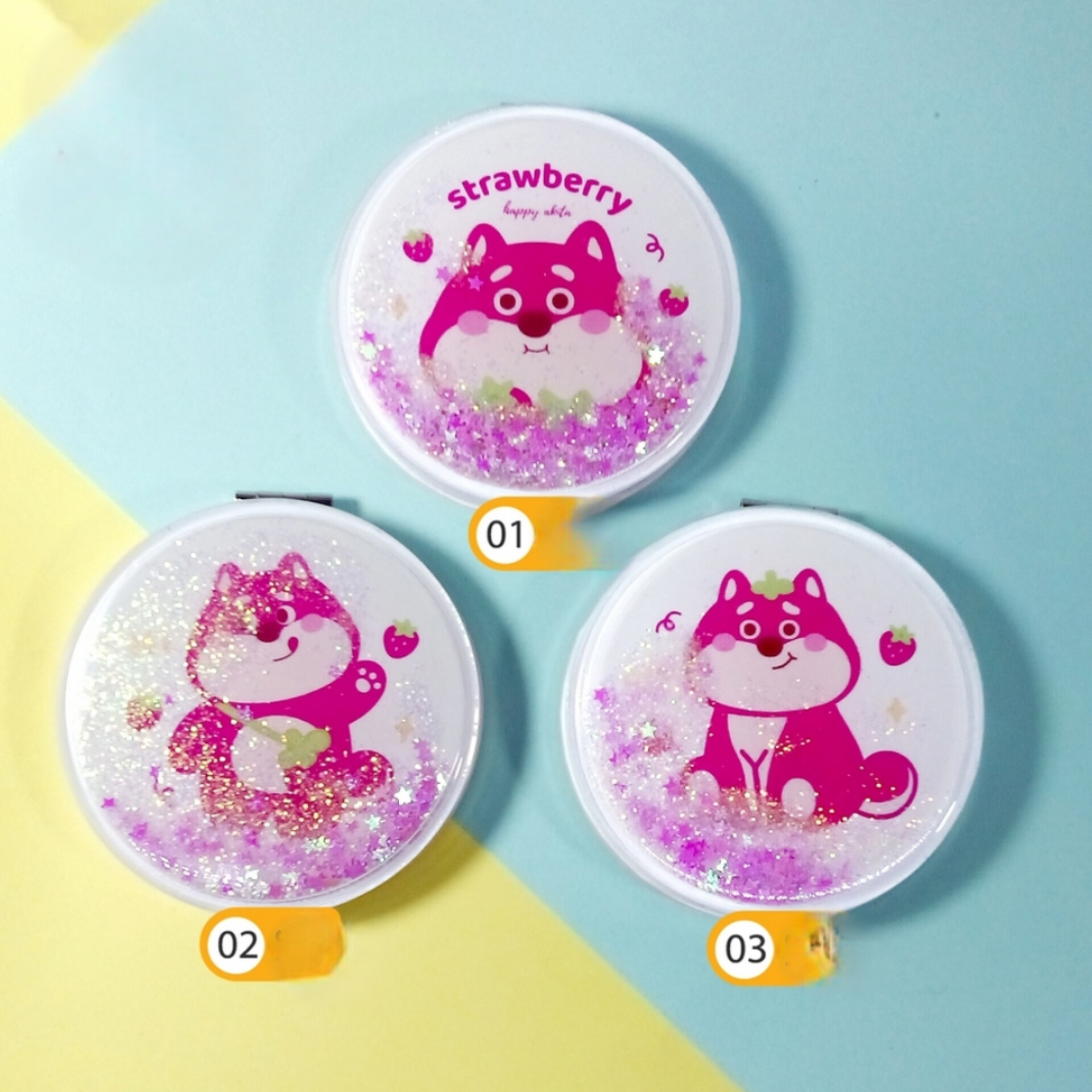 آینه آکواریومی آرایشی و جیبی فانتزی گرد طرح متنوع