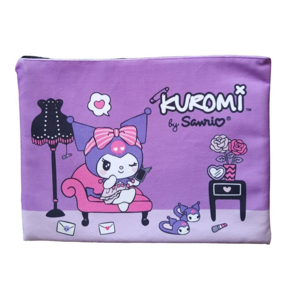 پوشه زیپ دار مخمل طرح کرومی