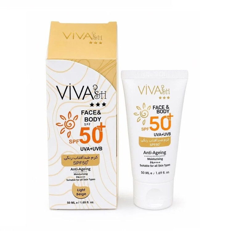 ضد آفتاب رنگی ویواش spf 50 مناسب انواع پوست حجم 50 میل